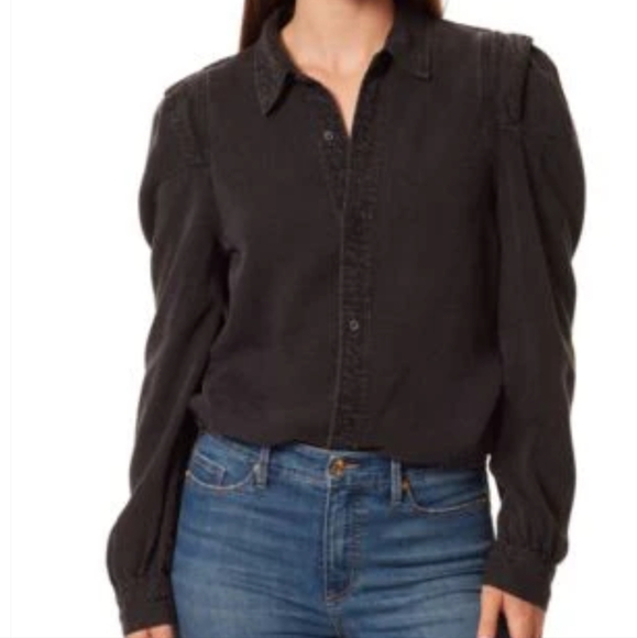 Anne Klein Jeans Womens Billie Pleat-Shoulder Sparrows black large - Picture 1 of 1